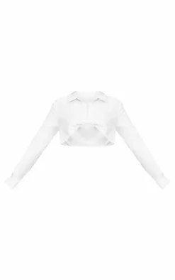 PrettyLittleThing Shirts*Twist Front Woven Cropped Shirt
