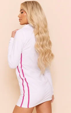 Varsity Contrast Half Zip Bodycon Dress-PrettyLittleThing Hot