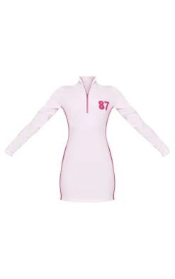 Varsity Contrast Half Zip Bodycon Dress-PrettyLittleThing Hot