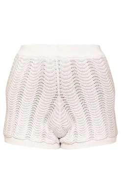 Clearance PrettyLittleThing Wave Knit Shorts White