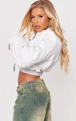 PrettyLittleThing Puffer Jackets*Wax Look Zip Up Cropped Puffer Coat