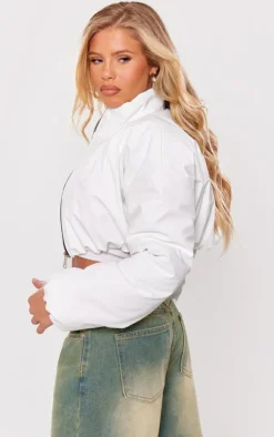 PrettyLittleThing Puffer Jackets*Wax Look Zip Up Cropped Puffer Coat