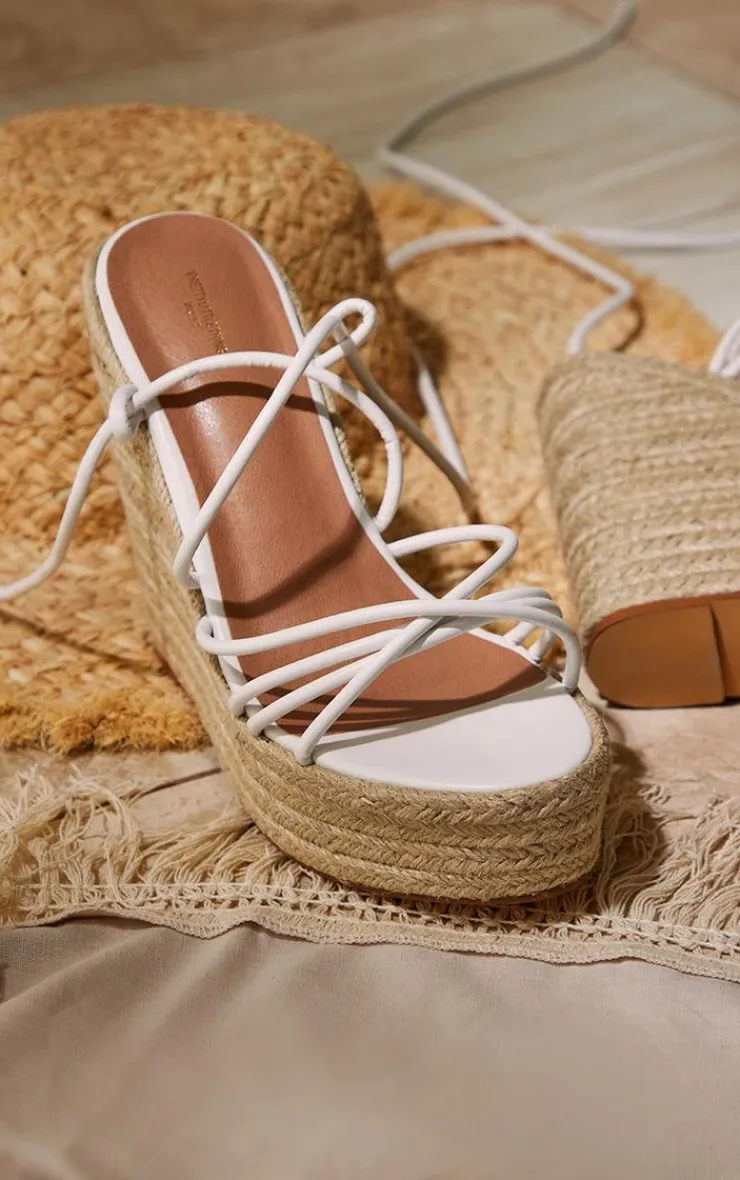 PrettyLittleThing Wide Fit Heels*Wide Fit Espadrille Multi Lace Up Platform Wedges
