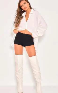 PrettyLittleThing Wide Fit Heels*Wide Fit Pu Point Toe Over The Knee High Heeled Boots