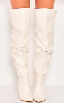 PrettyLittleThing Wide Fit Heels*Wide Fit Pu Point Toe Over The Knee High Heeled Boots