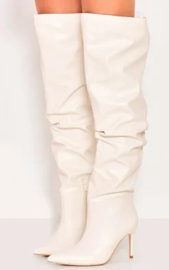 PrettyLittleThing Wide Fit Heels*Wide Fit Pu Point Toe Over The Knee High Heeled Boots