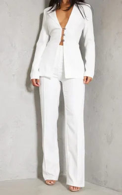 Clearance PrettyLittleThing Wide Leg High Waist Pants White