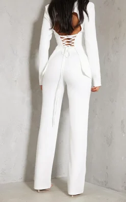 Clearance PrettyLittleThing Wide Leg High Waist Pants White