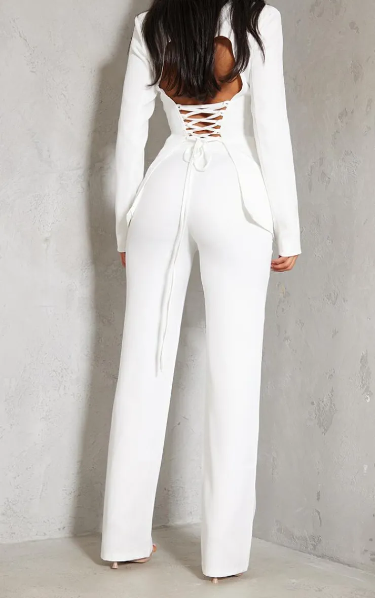 Clearance PrettyLittleThing Wide Leg High Waist Pants White