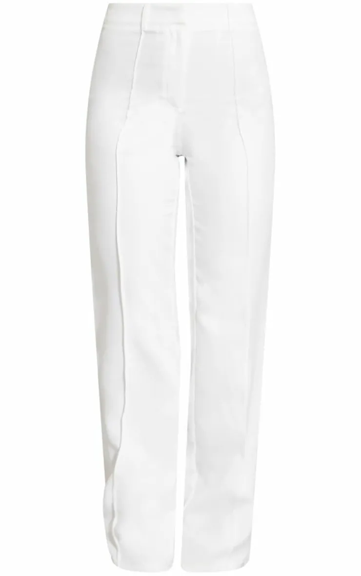 Clearance PrettyLittleThing Wide Leg High Waist Pants White