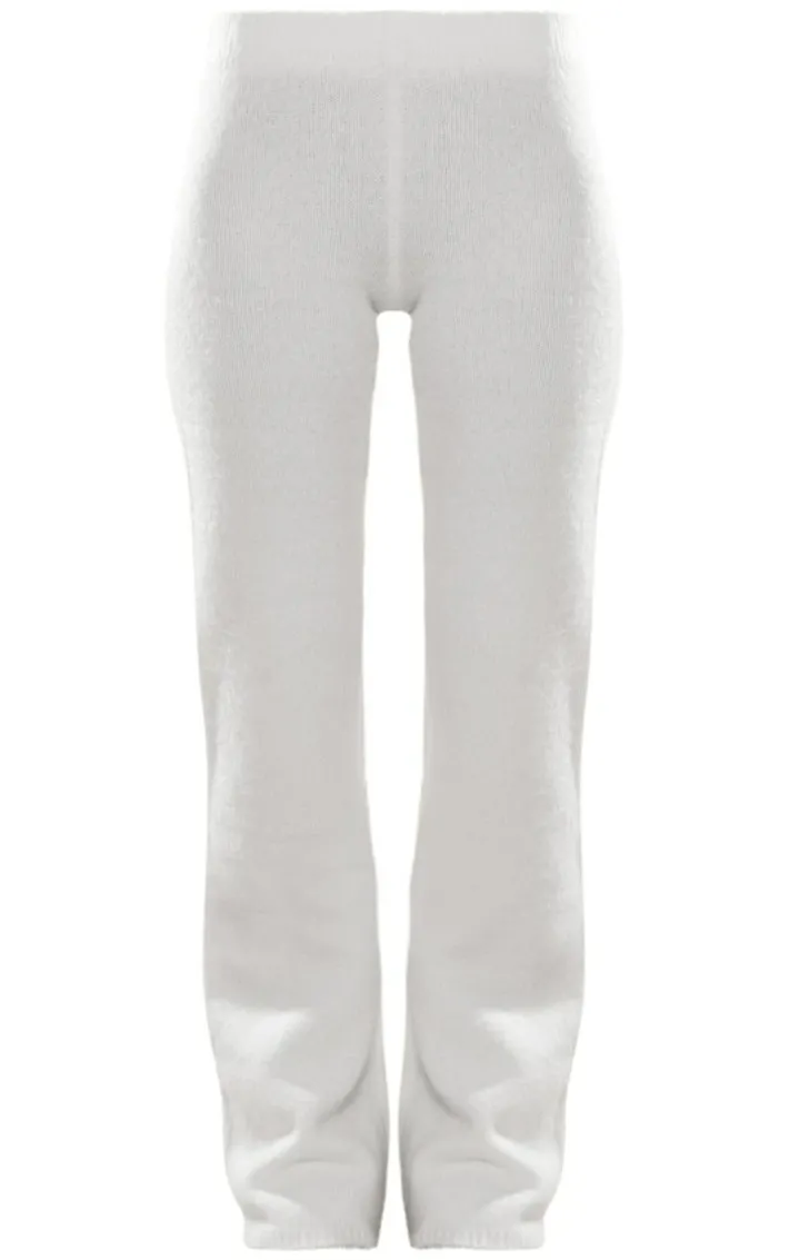 White Wide Leg Knit Pants