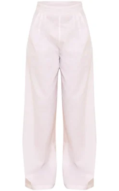 Hot PrettyLittleThing Wide Leg Linen Look Pants White