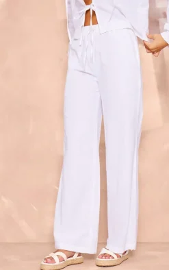 Online PrettyLittleThing Wide Leg Pants White