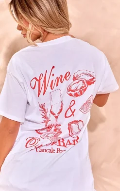 PrettyLittleThing T-Shirts*Wine & Oyster Graphic Oversized T Shirt