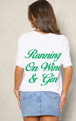 PrettyLittleThing T-Shirts*Wine And Gin Printed Oversized T Shirt