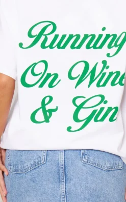 PrettyLittleThing T-Shirts*Wine And Gin Printed Oversized T Shirt