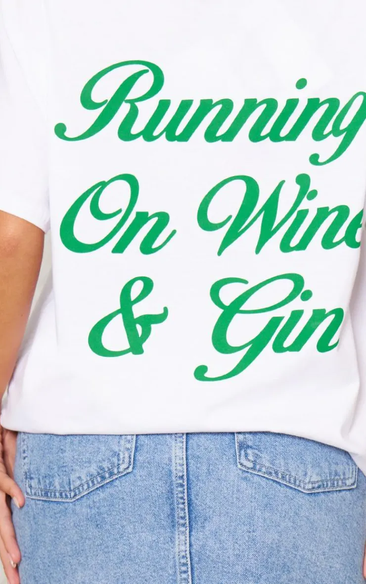 PrettyLittleThing T-Shirts*Wine And Gin Printed Oversized T Shirt
