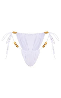Wooden Bead Ruched Tie Side Bikini Bottoms-PrettyLittleThing Hot