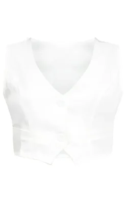 Sale PrettyLittleThing Woven Belted Back Detail Vest Top White