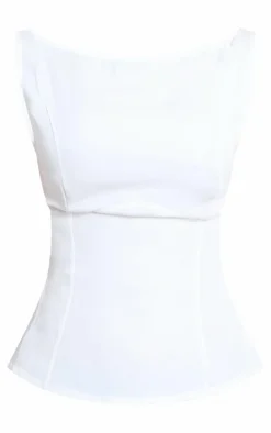 PrettyLittleThing Sleeveless Tops*Woven Boatneck Scoop Back Long Top