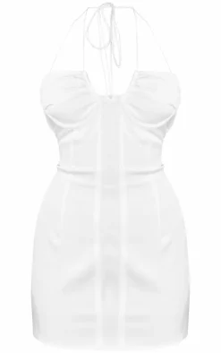 Woven Cup Detail Tie Neck Mini Dress-PrettyLittleThing Clearance