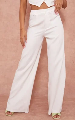 Discount PrettyLittleThing Woven Double Belt Loop Suit Pants White
