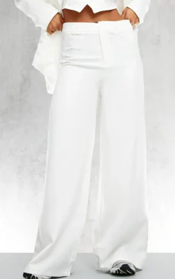 Best PrettyLittleThing Woven Double Belt Loop Detail Suit Pants White