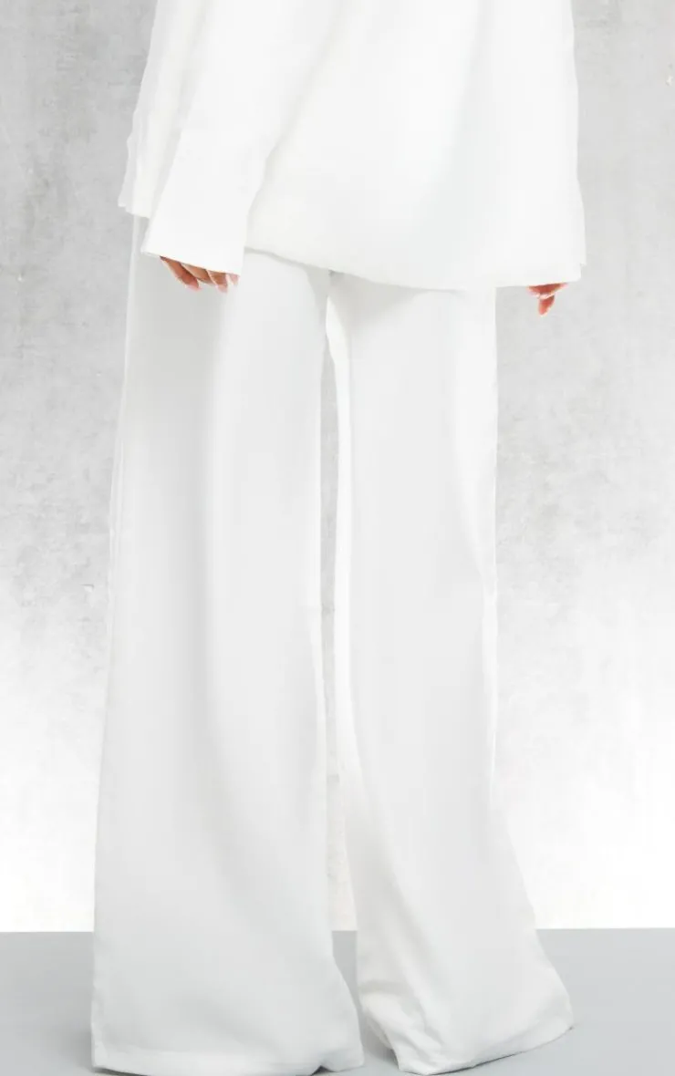 Best PrettyLittleThing Woven Double Belt Loop Detail Suit Pants White