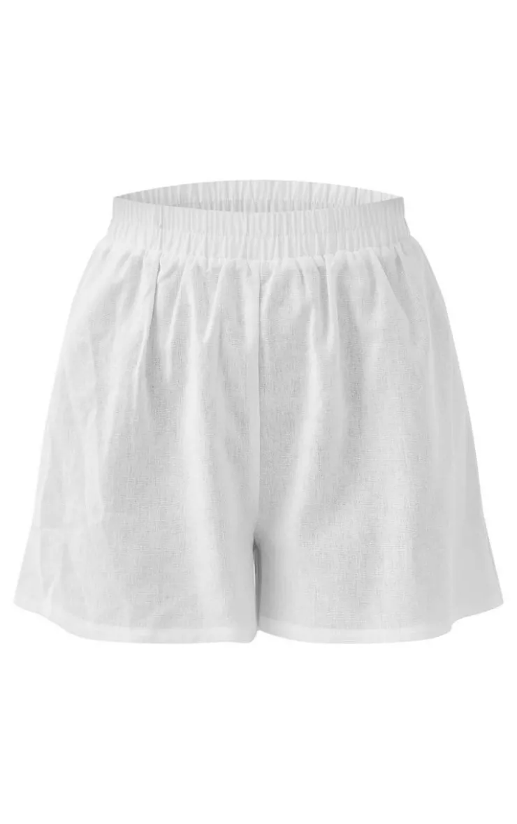 Best PrettyLittleThing Woven Elastic Waist Floaty Shorts White
