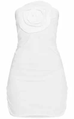 Woven Flower Applique Bandeau Bodycon Dress-PrettyLittleThing Clearance