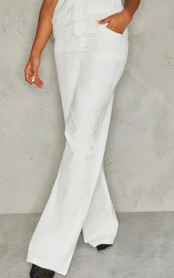 New PrettyLittleThing Woven High Waist Pants White
