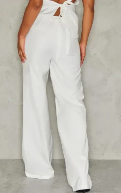 New PrettyLittleThing Woven High Waist Pants White