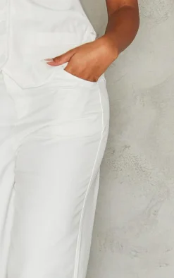 New PrettyLittleThing Woven High Waist Pants White