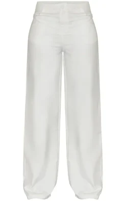 New PrettyLittleThing Woven High Waist Pants White