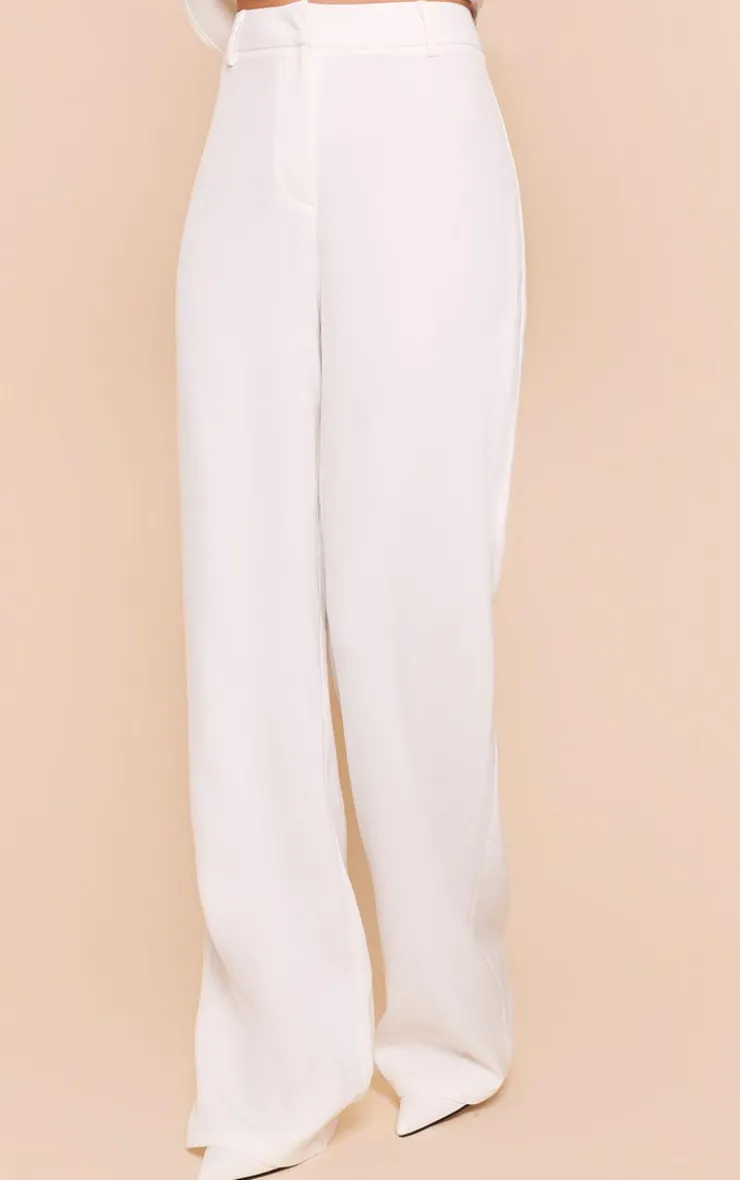 Clearance PrettyLittleThing Woven High Waist Tailored Pants White