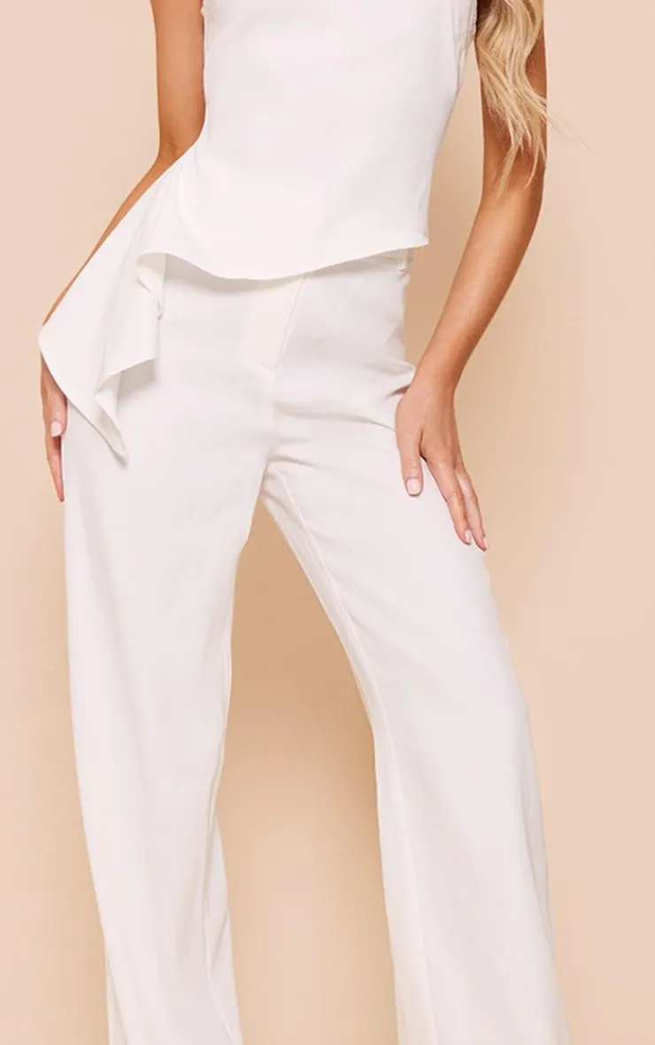 Clearance PrettyLittleThing Woven High Waist Tailored Pants White