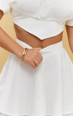 New PrettyLittleThing Woven Tie Back Floaty Crop Top White