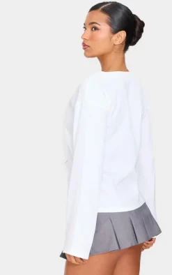 PrettyLittleThing Shirts*Woven Tie Front Flared Sleeve Shirt