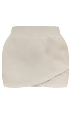 New PrettyLittleThing Wrap Over Sweat Mini Skirt White