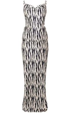 Zebra Print Satin Cowl Neck Maxi Dress-PrettyLittleThing Sale