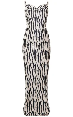 Zebra Print Satin Cowl Neck Maxi Dress-PrettyLittleThing Sale