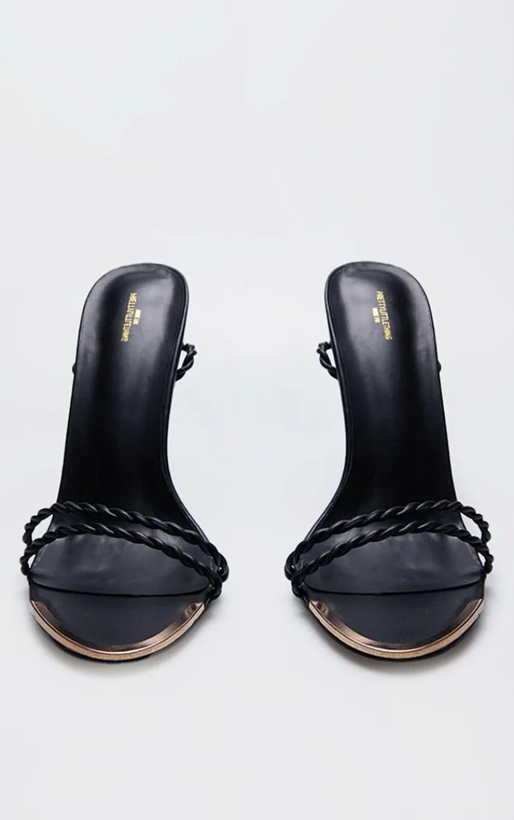 PrettyLittleThing Wide Fit Heels*Wide Fit PU Round Metal Toe Braided Strap High Stiletto Heeled Sandal