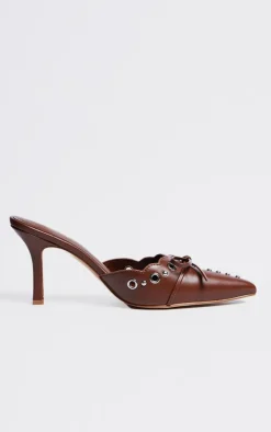 PrettyLittleThing Wide Fit Heels*Wide Fit PU Point Toe Bow Detailed Heeled Mules