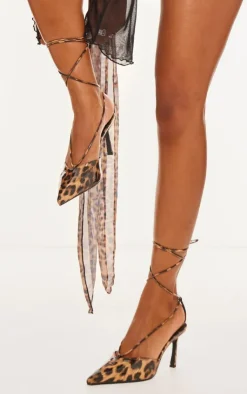 PrettyLittleThing Wide Fit Heels*Wide Fit Leopard Pu Point Toe Heeled Court Heels