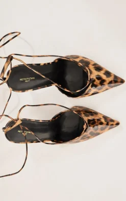 PrettyLittleThing Wide Fit Heels*Wide Fit Leopard Pu Point Toe Heeled Court Heels
