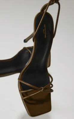 PrettyLittleThing High Heels*Wide Fit PU Square Toe Lace Up High Stiletto Heeled Sandals
