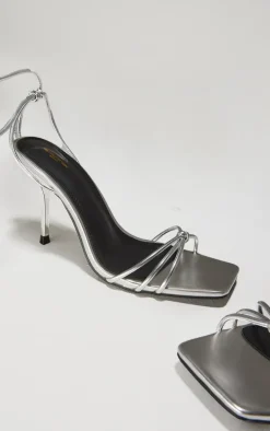 PrettyLittleThing Wide Fit Heels*Wide Fit PU Square Toe Lace Up High Stiletto Heeled Sandals