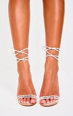 PrettyLittleThing Wide Fit Sandals*Wide Fit PU Round Metal Toe Braided Strap High Stiletto Heeled Sandals