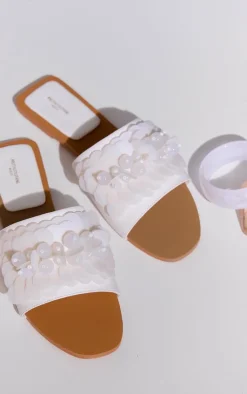 PrettyLittleThing Wide Fit Sandals*Wide Fit PU Round Toe Sequin Strap Mule Sandals