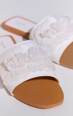 PrettyLittleThing Wide Fit Sandals*Wide Fit PU Round Toe Sequin Strap Mule Sandals